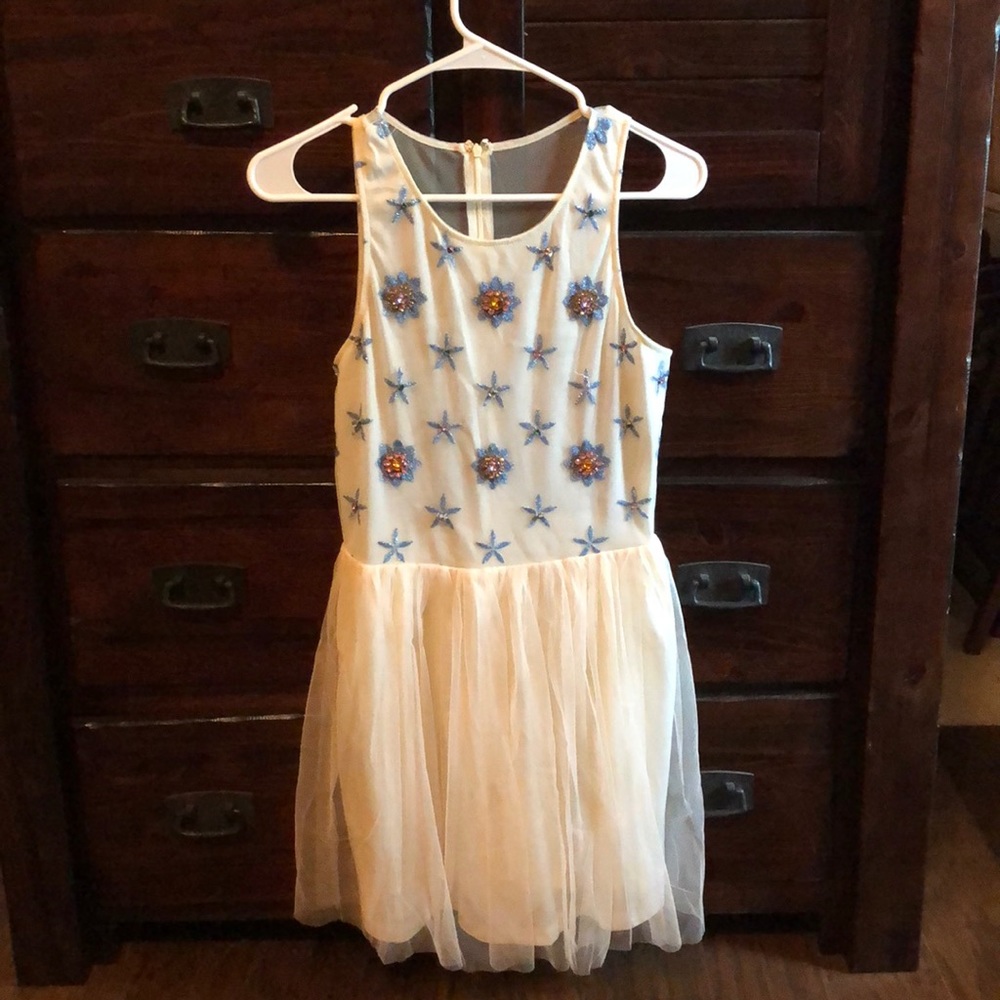 Off white sequin tulle dress